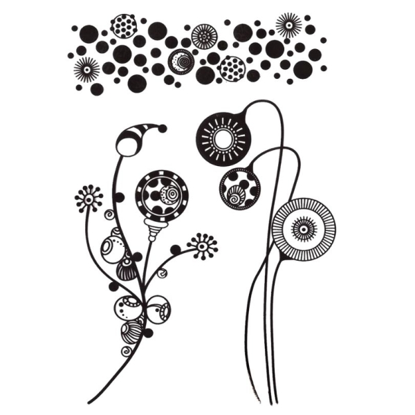 Silikonstempel Designerblume und Borte